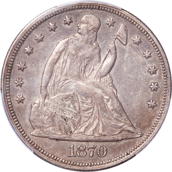 1870-CC Liberty Seated Silver Dollar, Motto