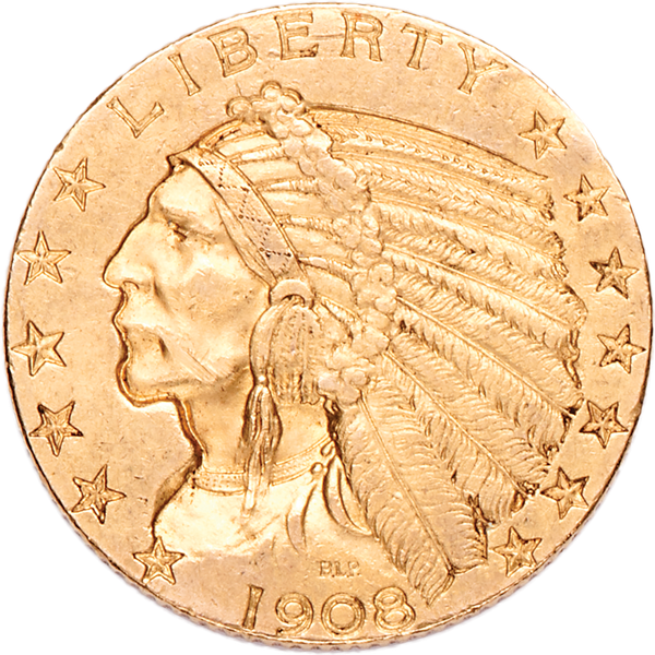 1908 Indian Head Gold $5 Half Eagle
