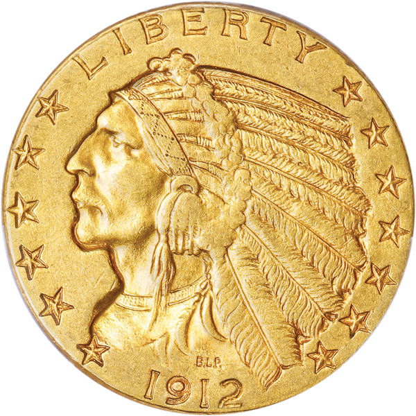 1912-S Indian Head $5 Gold