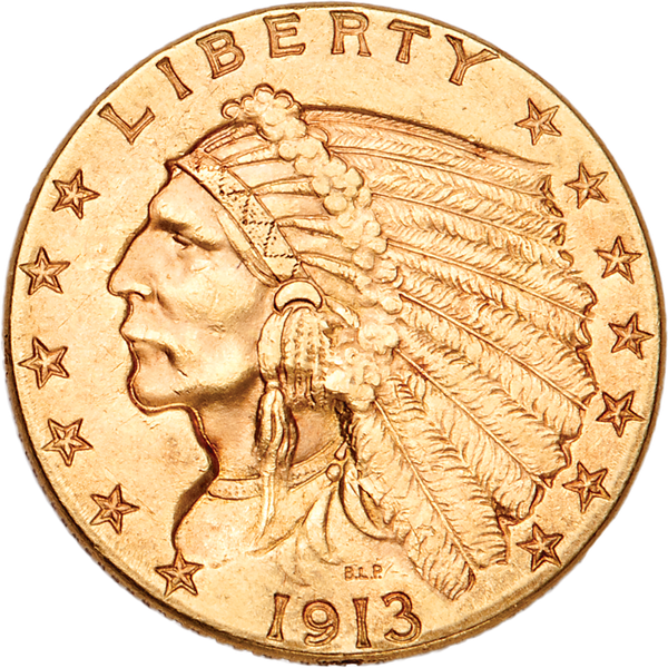 1913 Indian Head Gold $2.50 Quarter Eagle