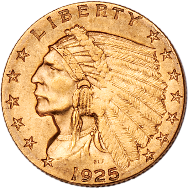 1925-D Gold $2.50 Indian Head Quarter Eagle