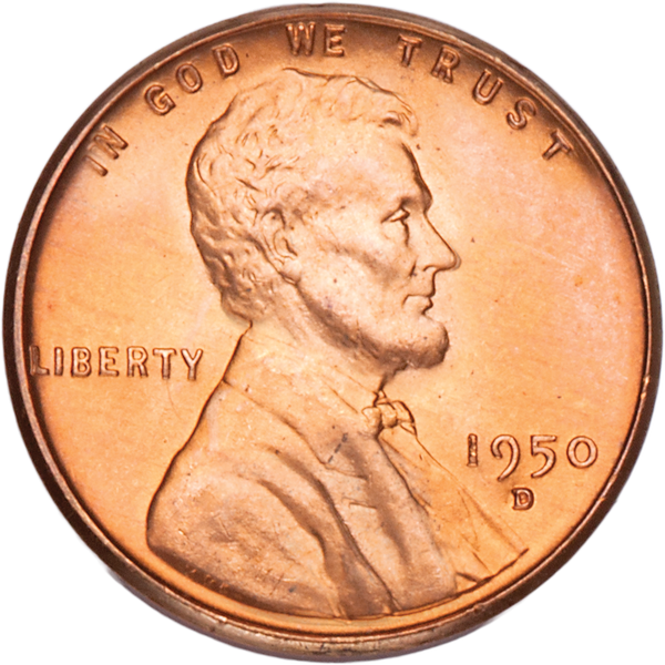 1950-D Lincoln Head Cent MS60