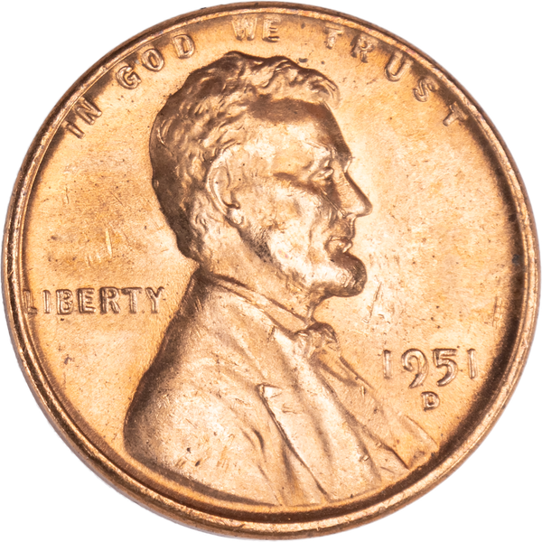 1951-D Lincoln Head Cent MS60