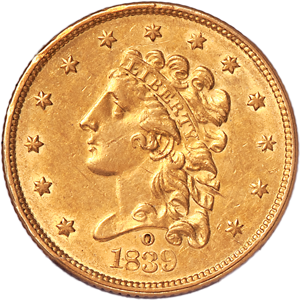 1839-O $2.50 Classic Head Gold piece