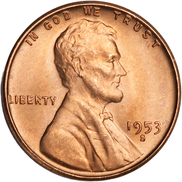 1953-S Lincoln Head Cent MS60
