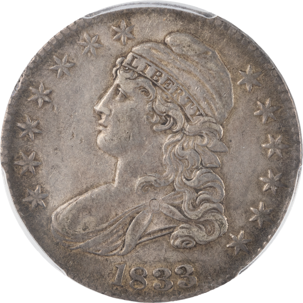 1833 Capped Bust Silver Half Dollar, Lettered Edge