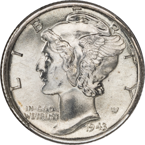 1943-D Mercury Dime, Full Bands