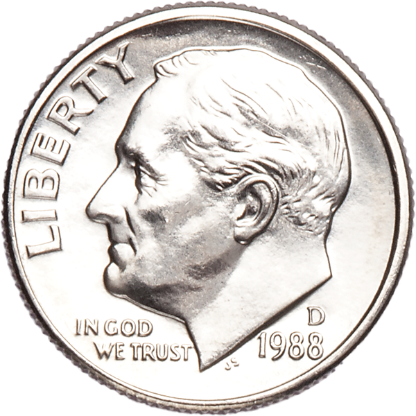 1988-P Roosevelt Dime MS60