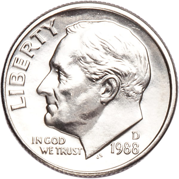 1988-D Roosevelt Dime MS60