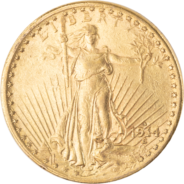 1914-S Saint-Gaudens $20 Gold AU50