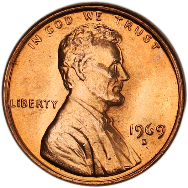 1969-D Lincoln Head Cent MS60