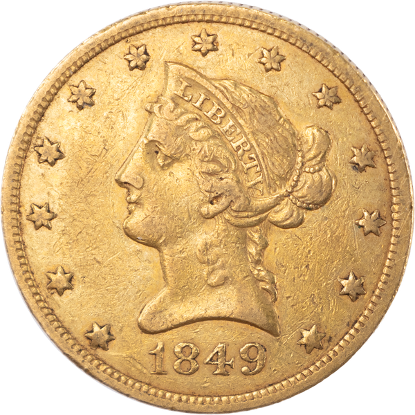 1849 $10 Liberty Head Gold Eagle, No Motto