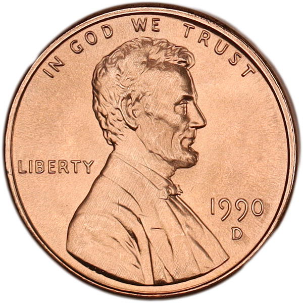 1990-D Lincoln Head Cent MS60