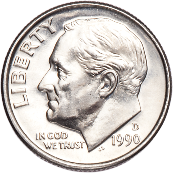 1990-D Roosevelt Dime MS60