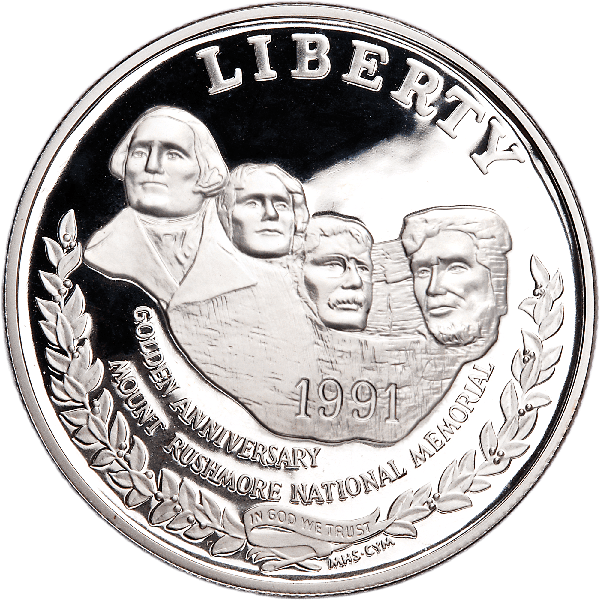1991-S Mount Rushmore Golden Anniversary Silver Dollar | Littleton