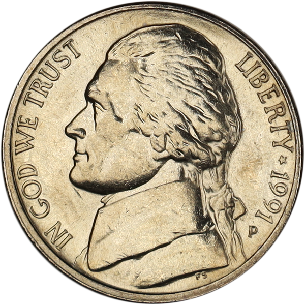 1991-P Jefferson Nickel MS60