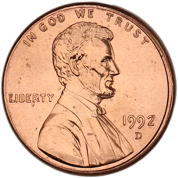 1992-D Lincoln Head Cent MS60