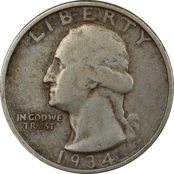 1934 Washington Silver Quarter, Medium Motto XF | Littleton Coin