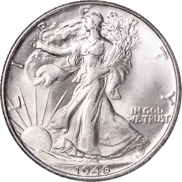 1946 Liberty Walking Half Dollar, Doubled Die Reverse