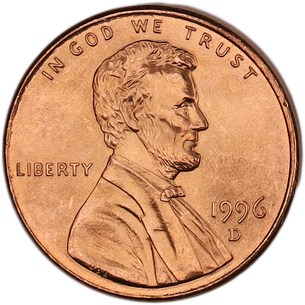 1996-D Lincoln Head Cent MS60