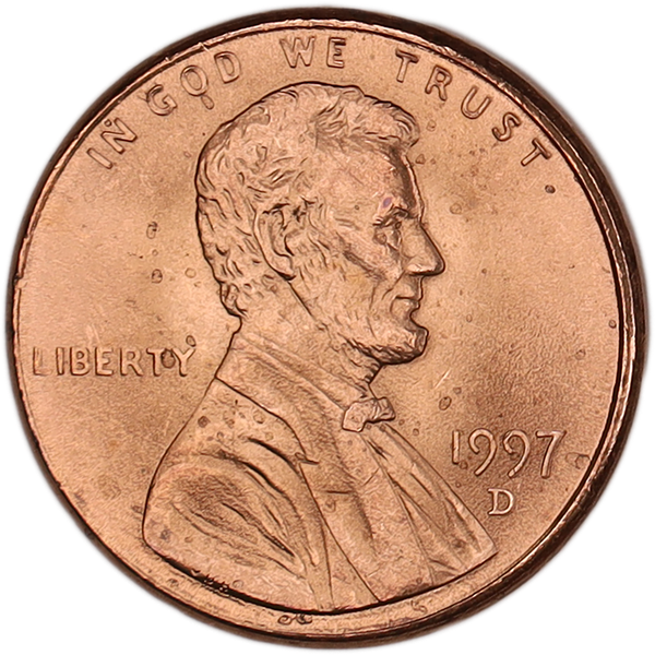 1997-D Lincoln Head Cent MS60