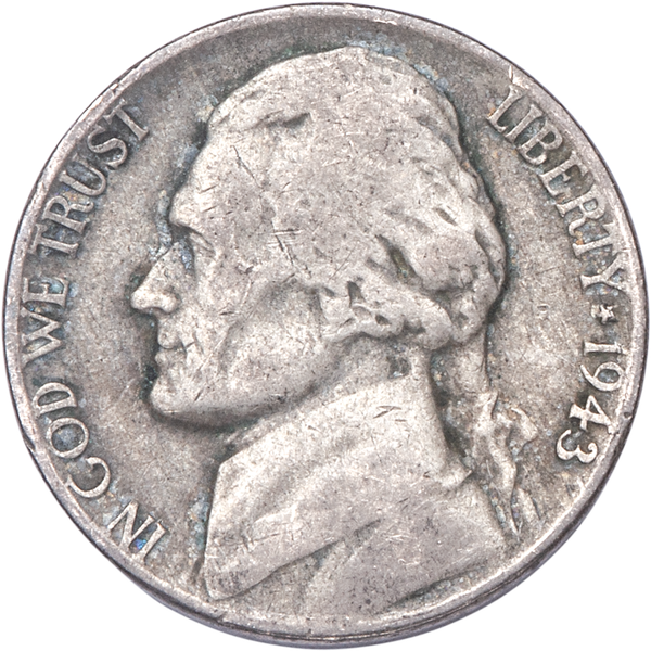 1943-P Jefferson Wartime Silver Alloy Nickel