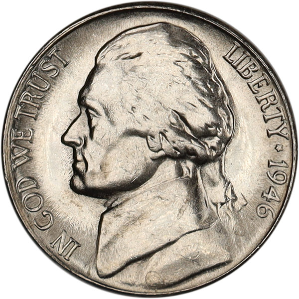 アメリカ1946年銀貨 1946-S Jefferson Nickel MS60 | Littleton Coin Company