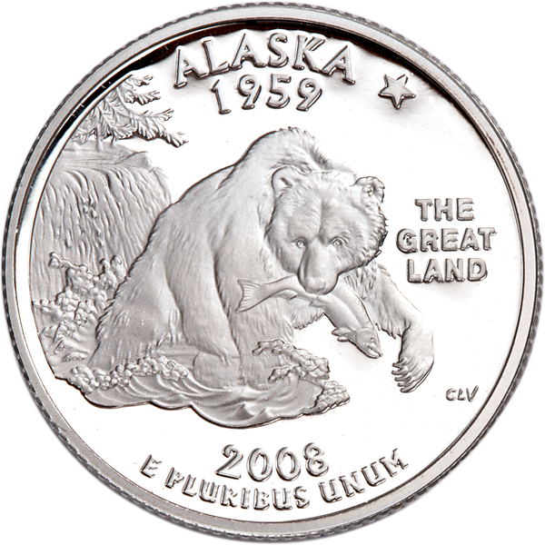 2008-S 90% Silver Alaska Statehood Quarter