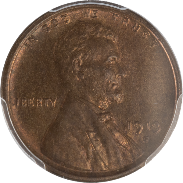 1919-S Lincoln Head Cent Red Brown