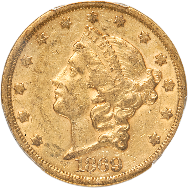 1869-S Liberty Head $20 Gold Double Eagle