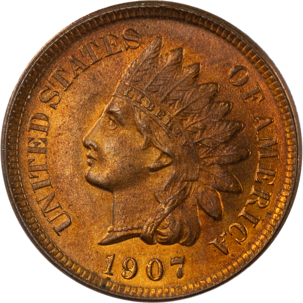 1907 Indian Head Cent, Red Brown