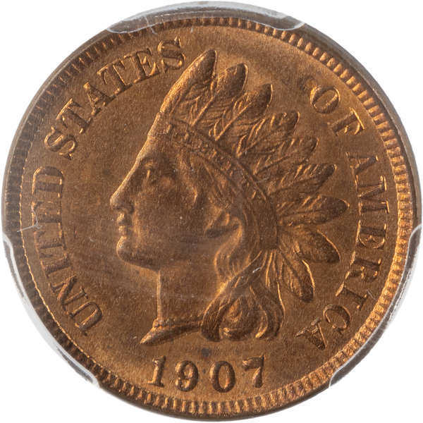 1907 Indian Head Cent, Variety 3, Bronze