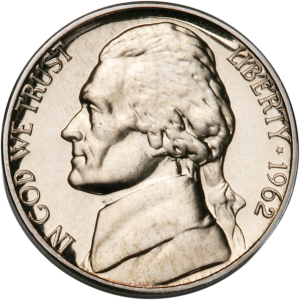 1962 Jefferson Nickel Proof PR63
