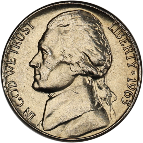 1963-D Jefferson Nickel MS60