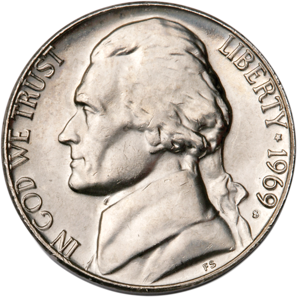 1969-S Jefferson Nickel MS60