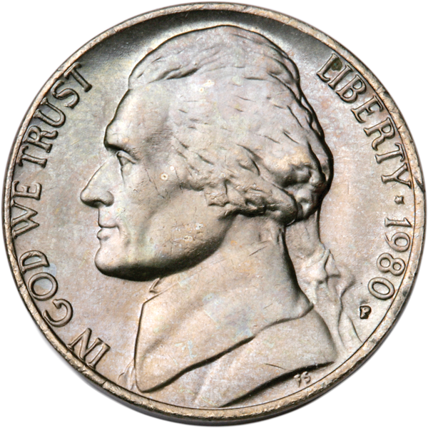 1980-P Jefferson Nickel MS60