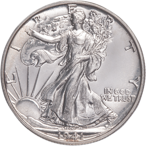 1941 Liberty Walking Half Dollar, No AW Initials