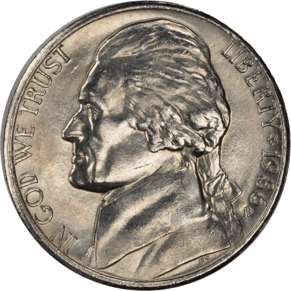 1986-P Jefferson Nickel MS60
