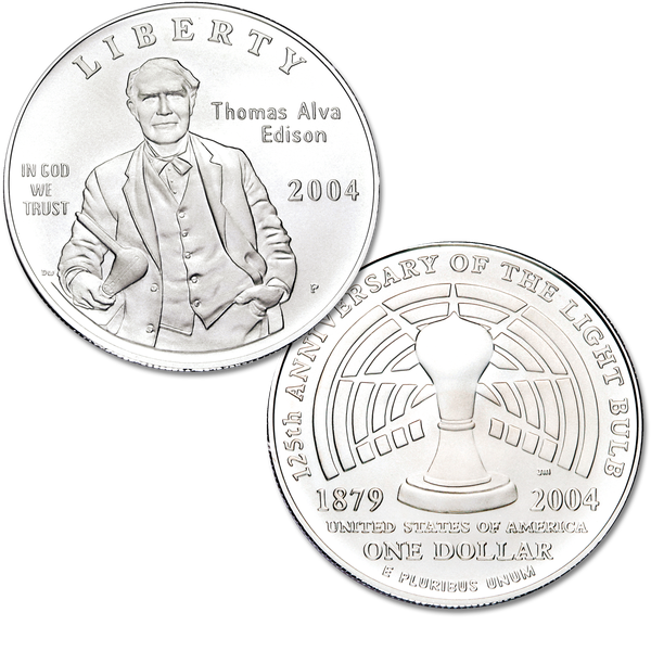2004-P Thomas Alva Edison Commemorative Silver Dollar | Littleton
