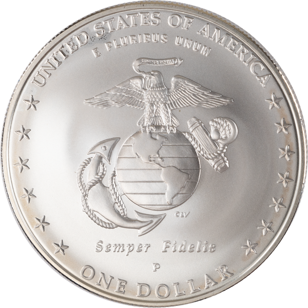 2005-P Marine Corps 230th Anniversary Silver Dollar with Case
