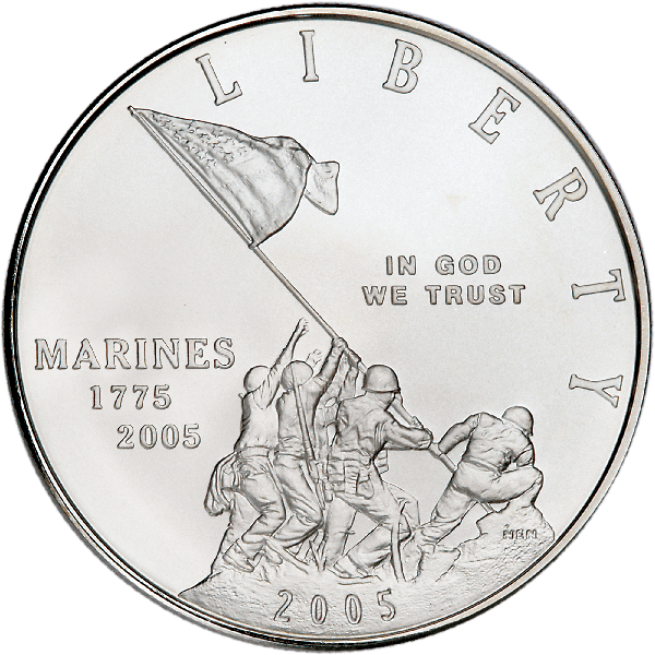 2005-P Marine Corps 230th Anniversary Silver Dollar | Littleton