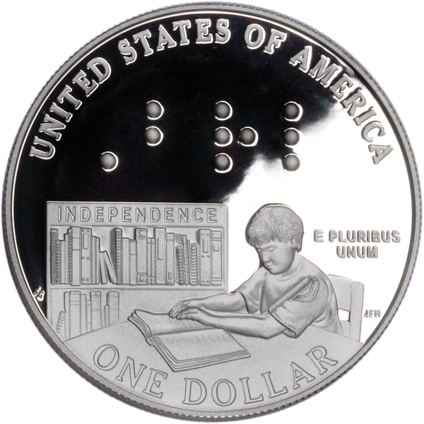 2009-P Louis Braille Bicentennial Silver Dollar (PCGS Proof 69