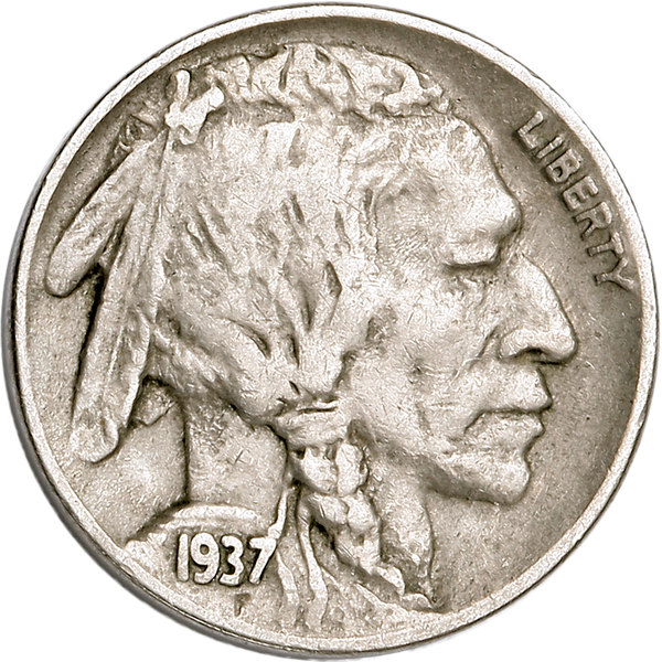 1937-D 3-Legged Buffalo Nickel, Very Fine