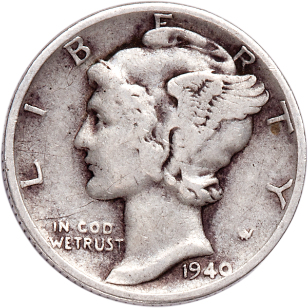 1940 Mercury Dime VG