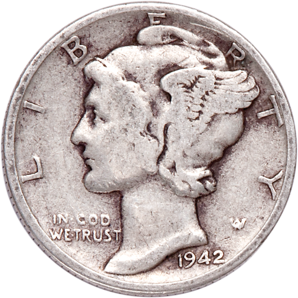 1942 Mercury Dime VG