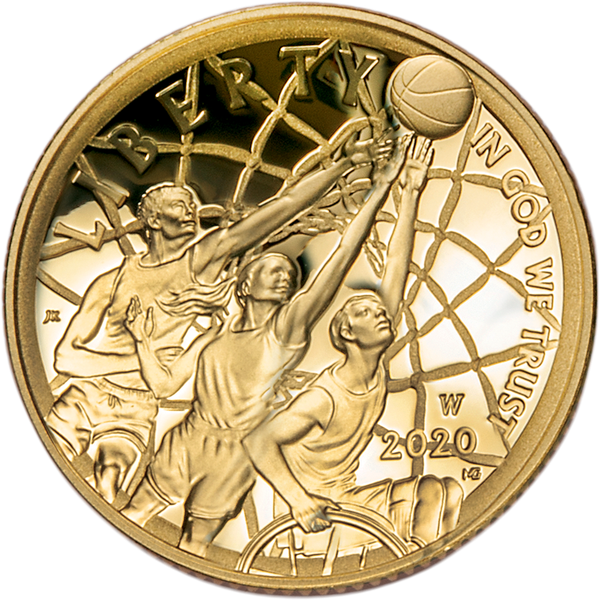 2020-W Basketball Hall of Fame Gold $5 | Littleton Coin Company