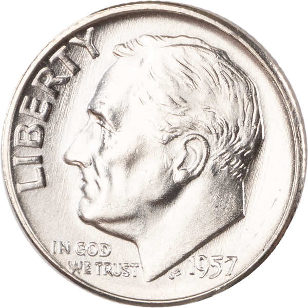 1957-D Roosevelt Silver Dime MS60