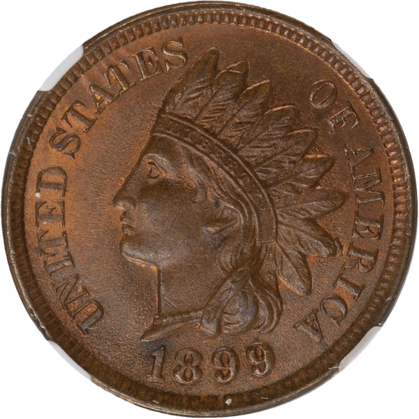 1899 Indian Head Cent Red Brown