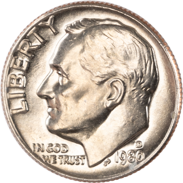 1980-D Roosevelt Dime MS60