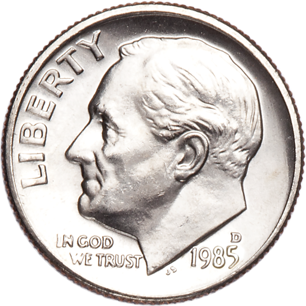 1985-D Roosevelt Dime MS60